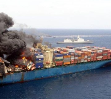 A cargo ship in distress